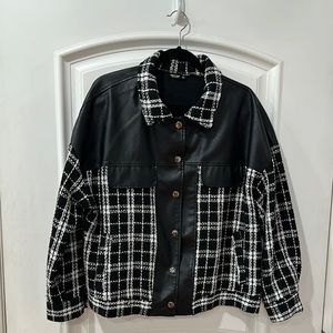 SHEIN Black and White Plaid Women's Jacket
